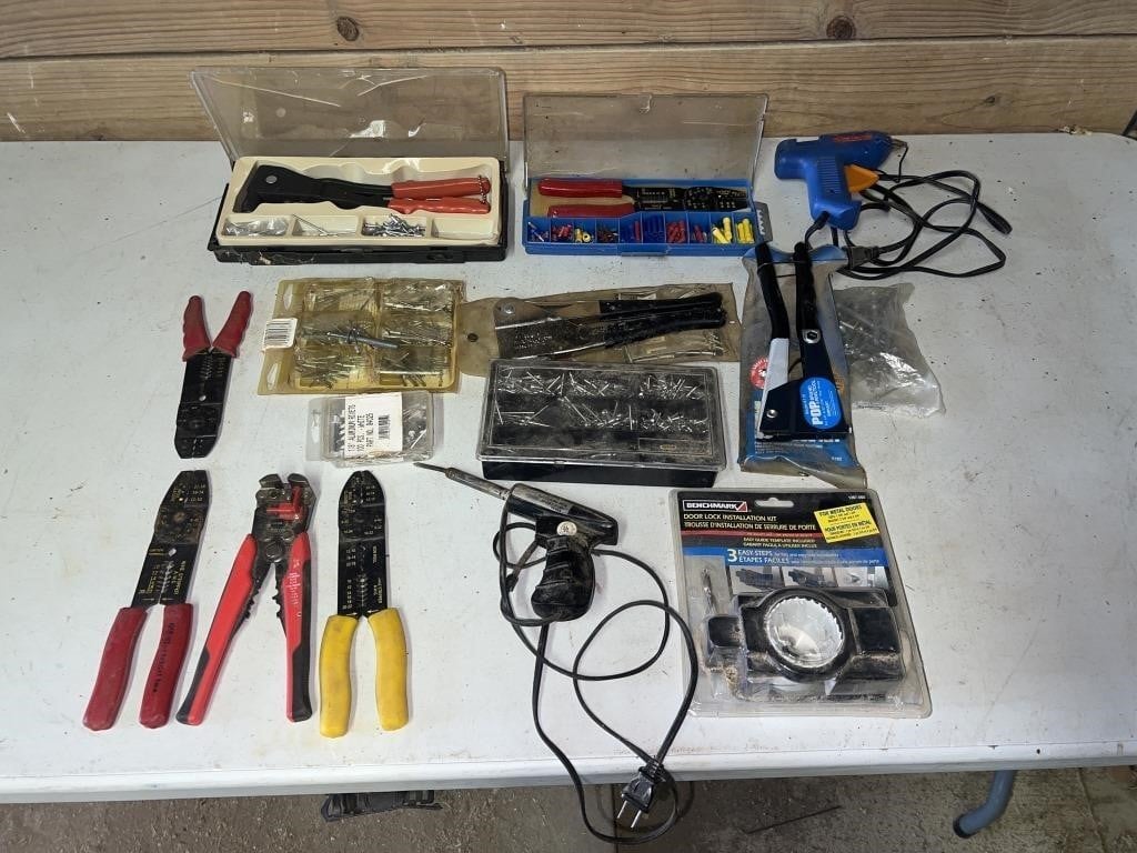 Wire strippers, rivets, rivets tools, & more
