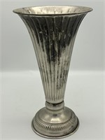 Vintage India Silver Over Brass Tall Vase