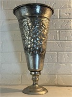 Tall Vintage Silver Over Brass India Vase