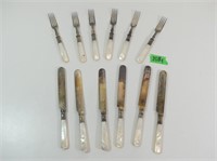 Antique 6 Folks/Knifes - Mother of Pearl Handles