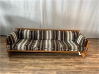 Mid Century Modern Wood Sofa w/Southwest Cushions
