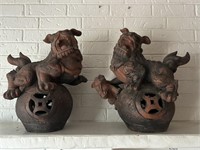 Chinese Terra Cotta Foo Dog Garden Sculptures