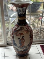 Huge Japanese Ceramic Geisha Floor Vase