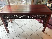 Chinese Carved Rosewood Peacock Hall Table