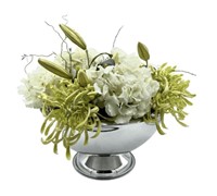 Mums, Hydrangeas & Lilies in Large Chrome Vase