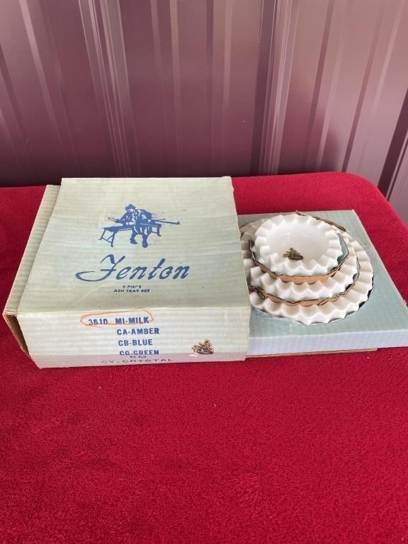 Fenton Hobnail  ash tray in original box