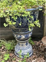 Chinese Blue & White Jardiniere & Pedestal