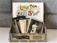 Little Tom Cigar Box filled with vintage post card