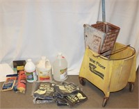 Mop Bucket w/ Cleaning Items: