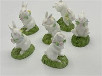 Vintage Porcelain Omnibus Bunny Rabbit Figurines
