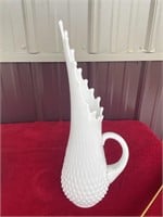 Fenton white hobnail 16” vase/pitcher
