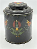 Vintage Dutch Painted Tin Can w/Lid