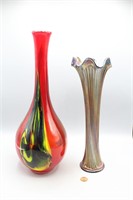 Fenton Swung Glass Carnival & Art Glass Vases