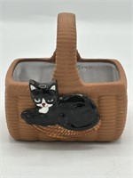 Vintage Takahashi Ceramic Kitty Cat Basket