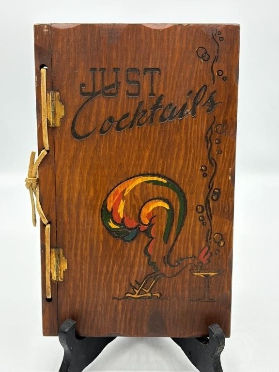 RARE Just Cocktails Wooden Recipe Book