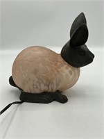 Vtg Iron & Satin Glass Bunny Rabbit Lamp