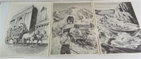 3 Vintage B/W Art Prints - 12 x 16