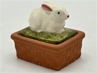 Vtg Takahashi Ceramic Clay Bunny on Nest Miniature
