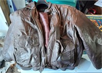 Brown Leather Bomber Jacket guessing sz large