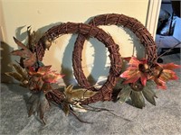 Vintage MCM Wreaths w/Metal Floral Accents