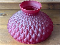 Vintage Cranberry Quilted Satin Glass Lampshade