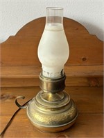 Vintage Hammered Brass Electrified Oil Lamp