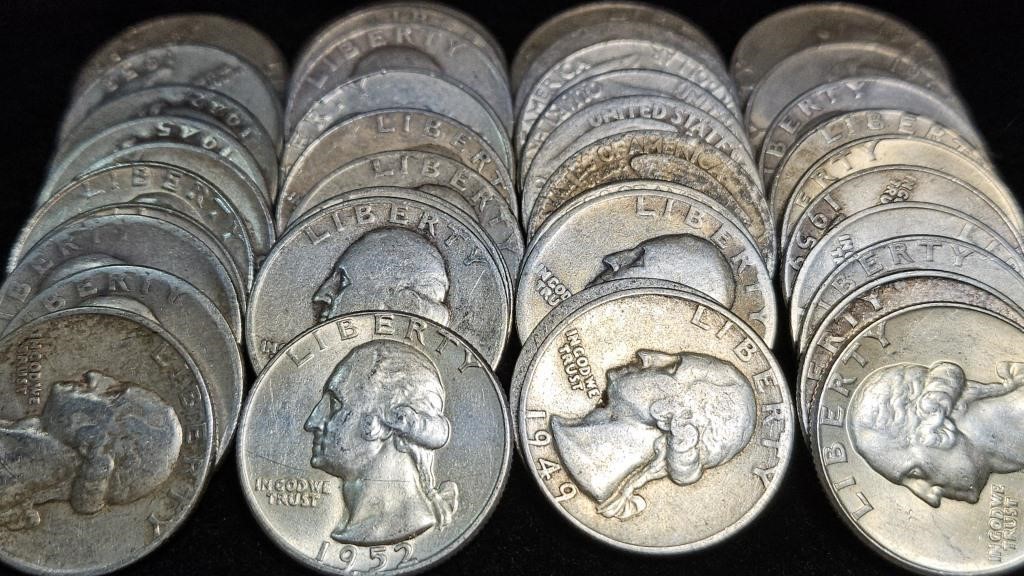 Roll of Silver Washington Quarters - 40 Quarters