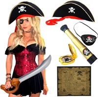 6 PCS Men's Pirate Costume Set