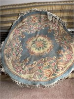 Hand Knotted Wool Oval Rug