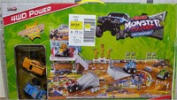 Monster mayhem motorsport track and toy trucks