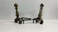 Brass and wrought iron andirons for fireplace
