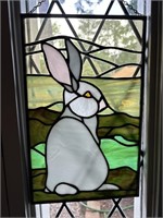 Stained Glass Bunny Rabbit Panel