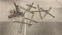 (6) Lug wrenches and (4) rake heads