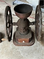 Antique Cast Iron Double Wheel Coffee Grinder