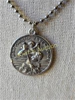 sterling silver st christopher medal & 26" chain
