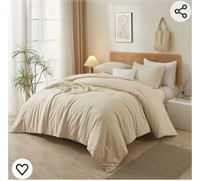 Beige Tan Comforter with 2 Pillow Shams -Queen