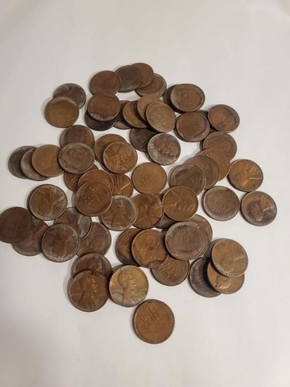 (64) 1950's Assorted Weat Pennies