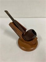 Old Pal Pipe with wood stand.