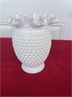 Fenton large white hobnail vase