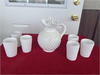 Fenton large ball pitcher and 6 glasses