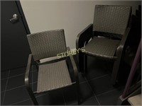 Resin / Plastic Grey Stacking Patio Arm Chair