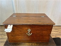 Antique Small Lidded Chest with Brass Anchor