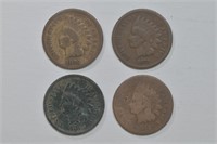 4 - Indian Head Cents 1873, 74, 75 and 76