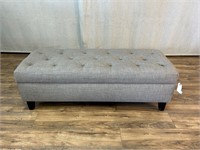 Tufted Grey Cushioned Lift Top Storage Bench