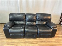 3pc Black Leather Texture Reclining Sectional Sofa
