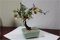 A Chinese Glass Tree on Ceramic Base