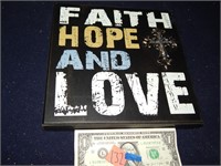 Faith Hope & Love Plaque 9-1/2" x 9-1/2"