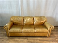 Distinction Leather Nailhead Sofa Tan Wear