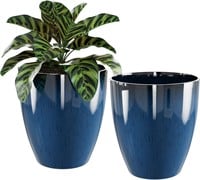 Set of 2 Blue 10 Plant Pots