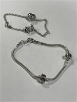 2x 925 Silver Bracelets; 2x 925 Silver Clip